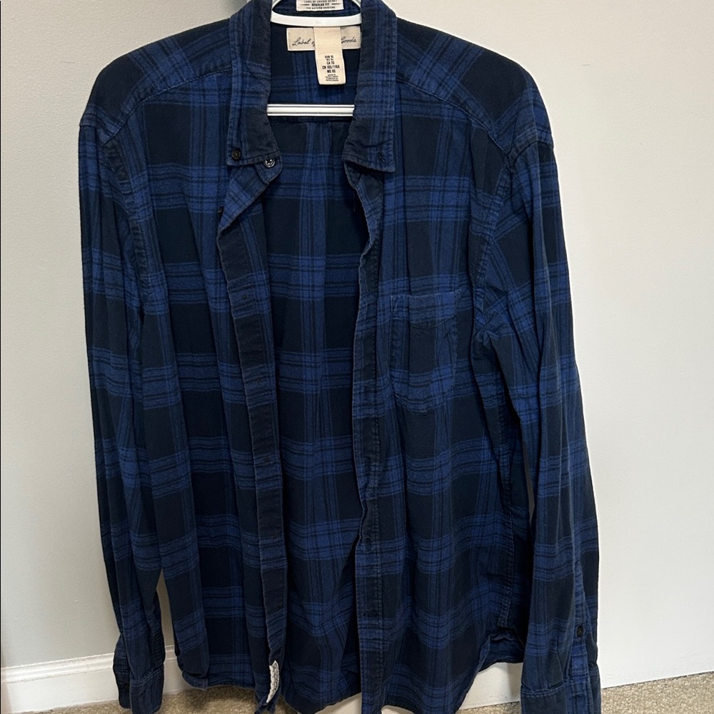 H&M LOGG Navy Plaid Casual Shirt